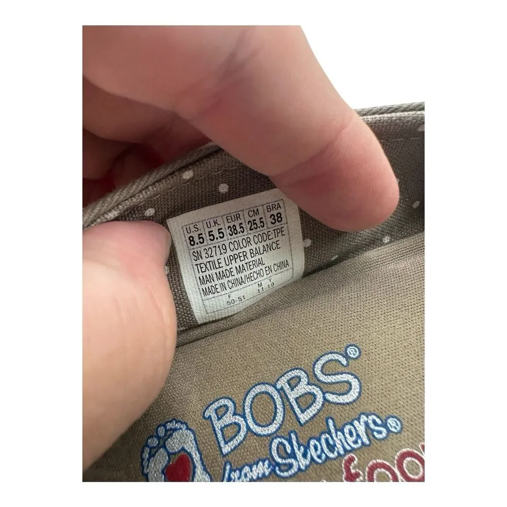 Skechers Bobs Breeze Shoes Womens Size 8.5 Taupe Canvas Slip On 32719 Espadrille